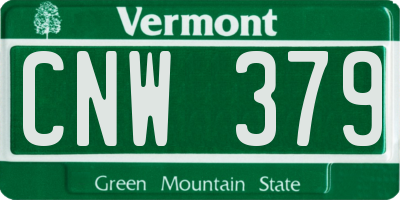 VT license plate CNW379