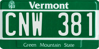 VT license plate CNW381