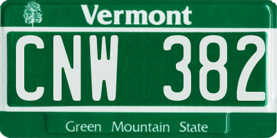 VT license plate CNW382
