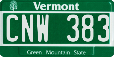 VT license plate CNW383