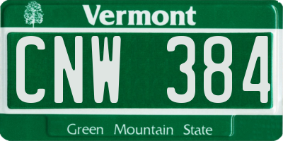 VT license plate CNW384