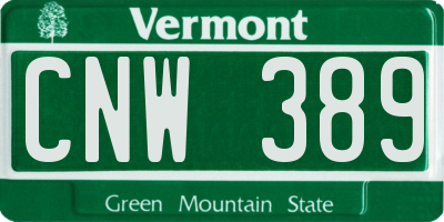 VT license plate CNW389