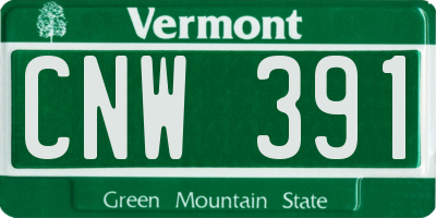 VT license plate CNW391