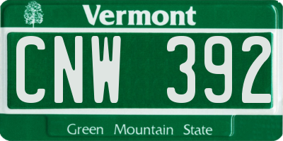 VT license plate CNW392