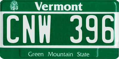 VT license plate CNW396