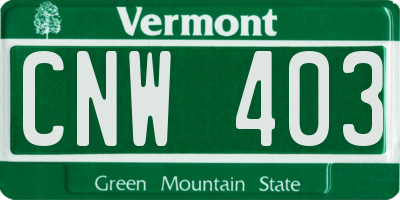 VT license plate CNW403