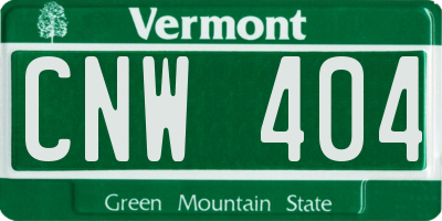 VT license plate CNW404