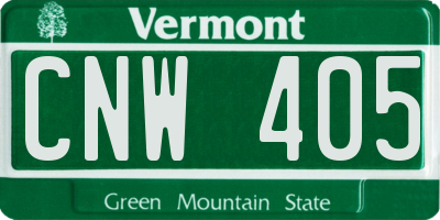 VT license plate CNW405
