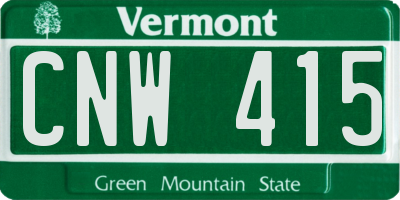 VT license plate CNW415