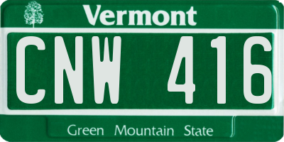 VT license plate CNW416