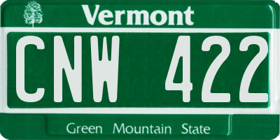 VT license plate CNW422