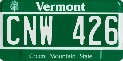 VT license plate CNW426