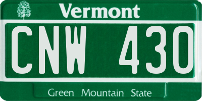 VT license plate CNW430