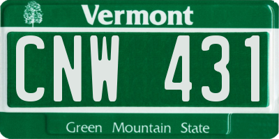 VT license plate CNW431