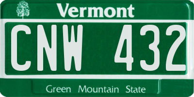 VT license plate CNW432