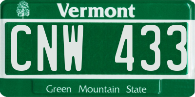 VT license plate CNW433