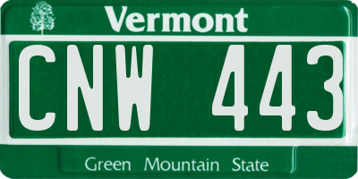 VT license plate CNW443