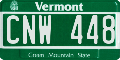 VT license plate CNW448