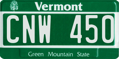 VT license plate CNW450