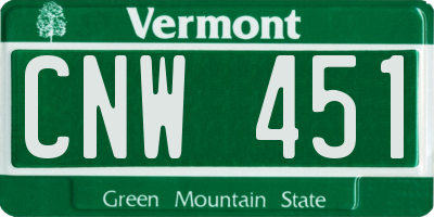 VT license plate CNW451