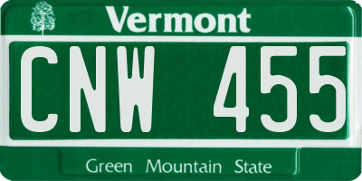 VT license plate CNW455