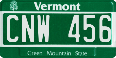 VT license plate CNW456