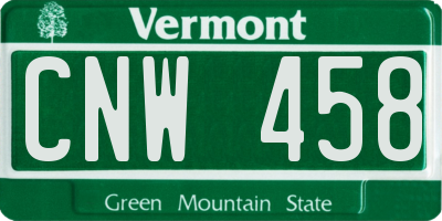 VT license plate CNW458