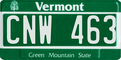 VT license plate CNW463