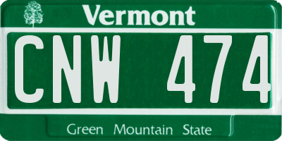 VT license plate CNW474
