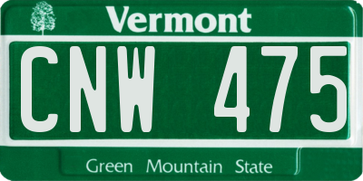 VT license plate CNW475