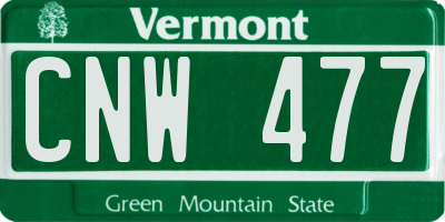 VT license plate CNW477