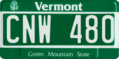 VT license plate CNW480