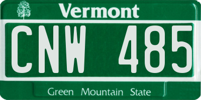 VT license plate CNW485