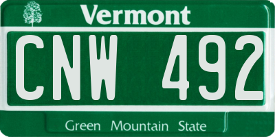 VT license plate CNW492