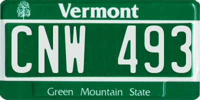VT license plate CNW493