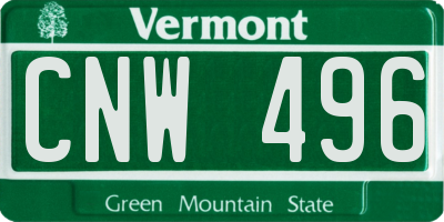 VT license plate CNW496
