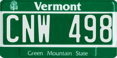 VT license plate CNW498