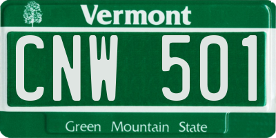 VT license plate CNW501