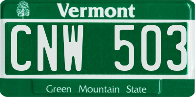 VT license plate CNW503