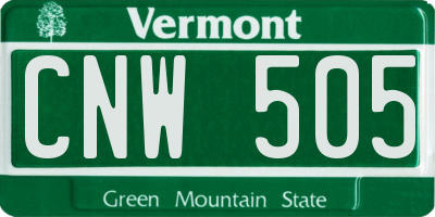 VT license plate CNW505