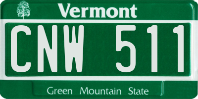 VT license plate CNW511