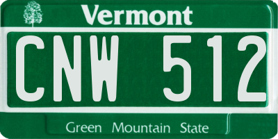 VT license plate CNW512