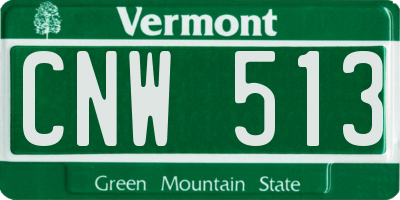 VT license plate CNW513