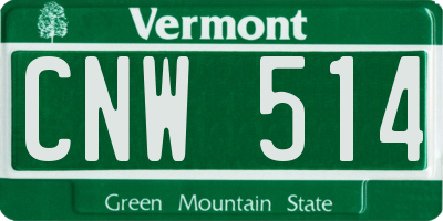 VT license plate CNW514