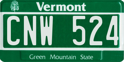 VT license plate CNW524