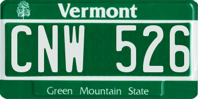 VT license plate CNW526