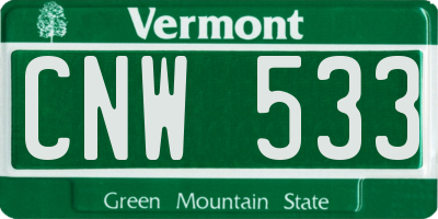 VT license plate CNW533