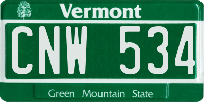VT license plate CNW534