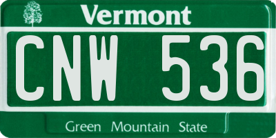 VT license plate CNW536