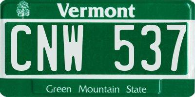 VT license plate CNW537